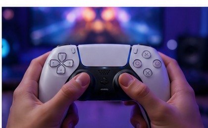 Manos sujetando un mando gaming durante una partida relajante