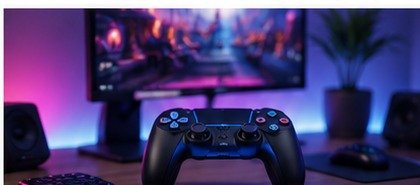 Setup gamer con mando cómodo para sesiones de juego relajadas